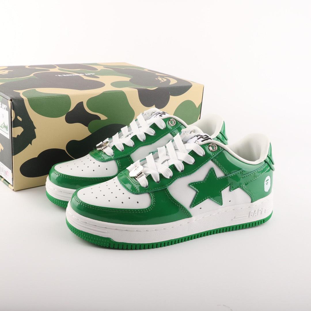 BapeSta Patent Leather White Green - Hype Franco Store