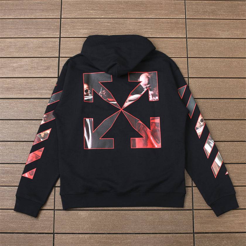 Off-White Sudadera con capucha y detalles negros