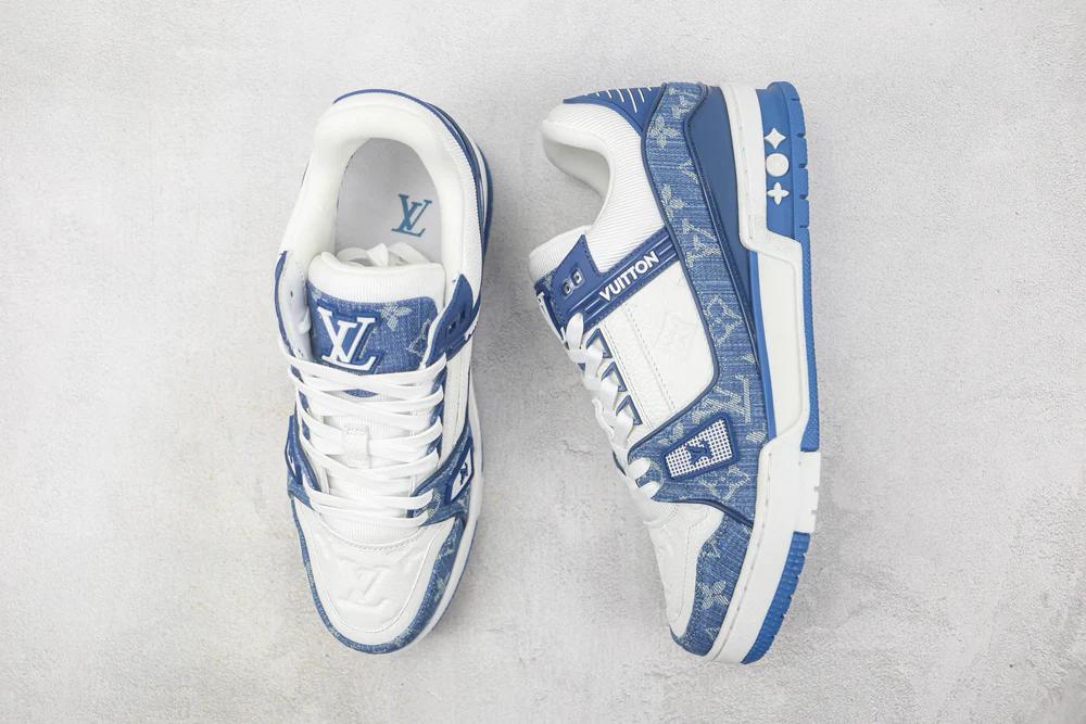 Louis Vuitton Trainer Monogram Sneaker Denim White Blue