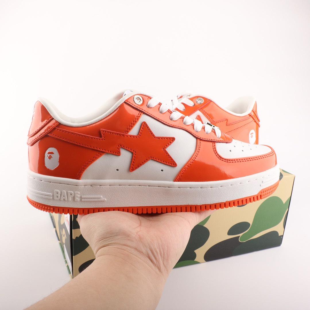 BapeSta Patent Leather White Orange - Hype Franco Store