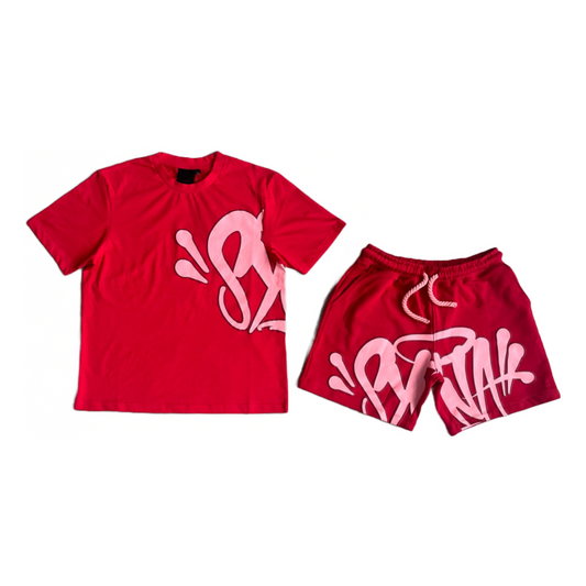 Syna World Red Sweatshirt Shorts Set