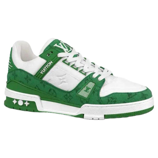 Louis Vuitton Trainer Green Monogram Denim White