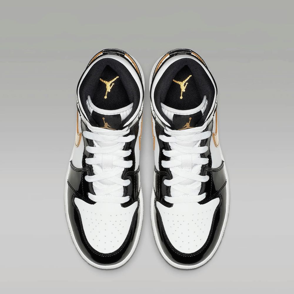 Air Jordan 1 Retro Mid Blanco Oro Negro