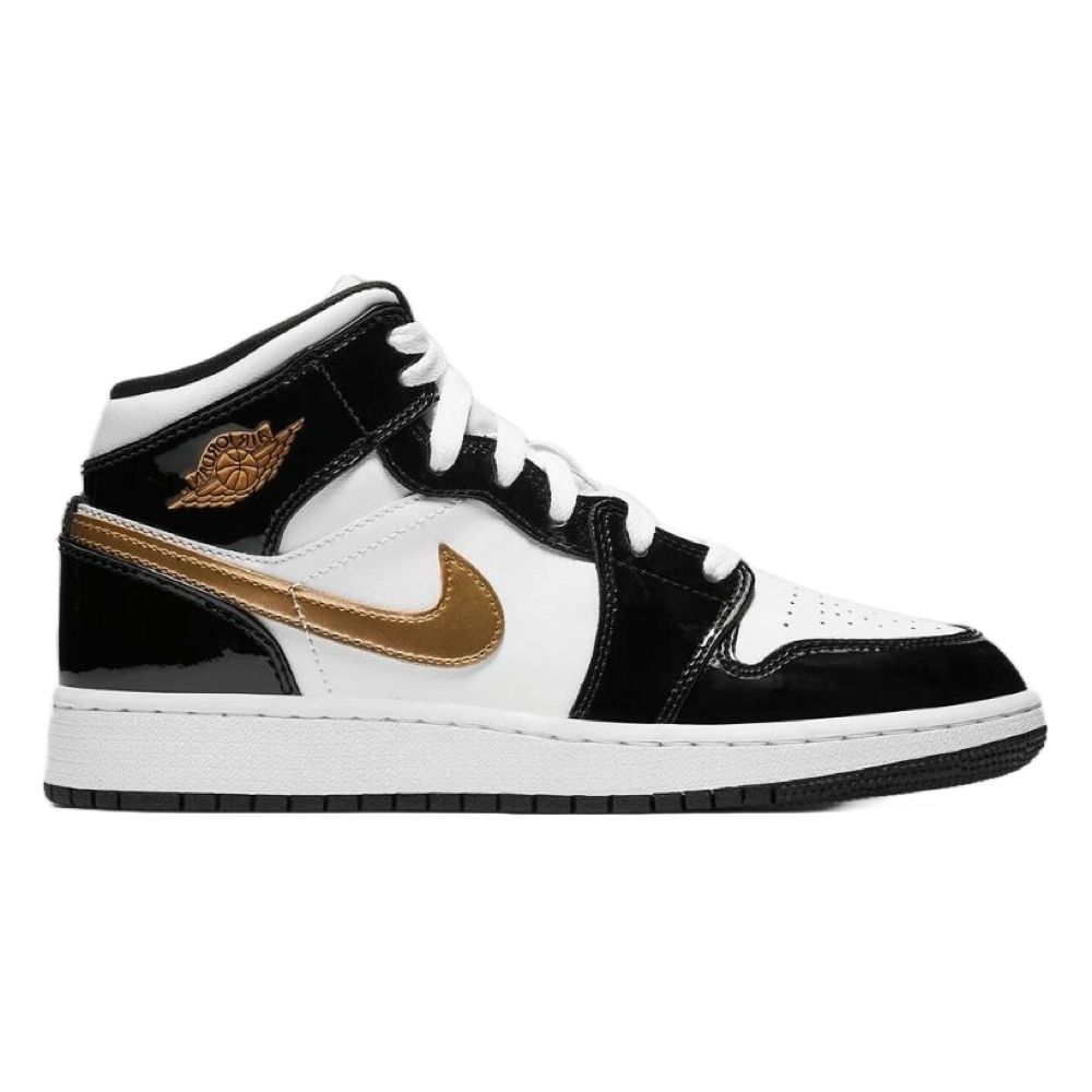 Air Jordan 1 Retro Mid Blanco Oro Negro