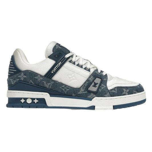 Louis Vuitton Trainer Monogram Sneaker Denim Blanco Azul