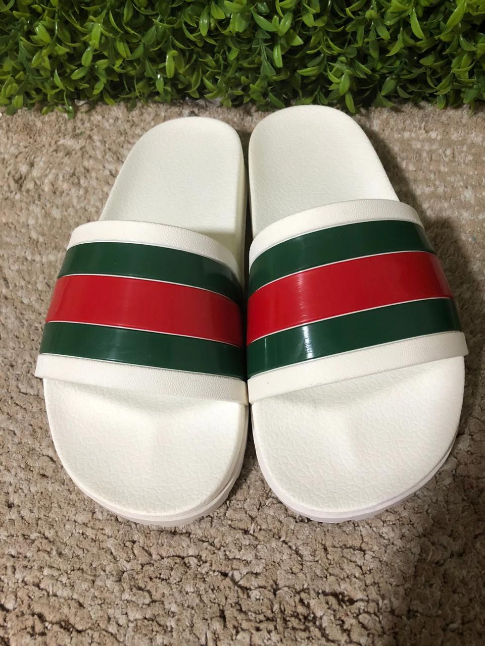 Sandalia Gucci Web Slide Blanco