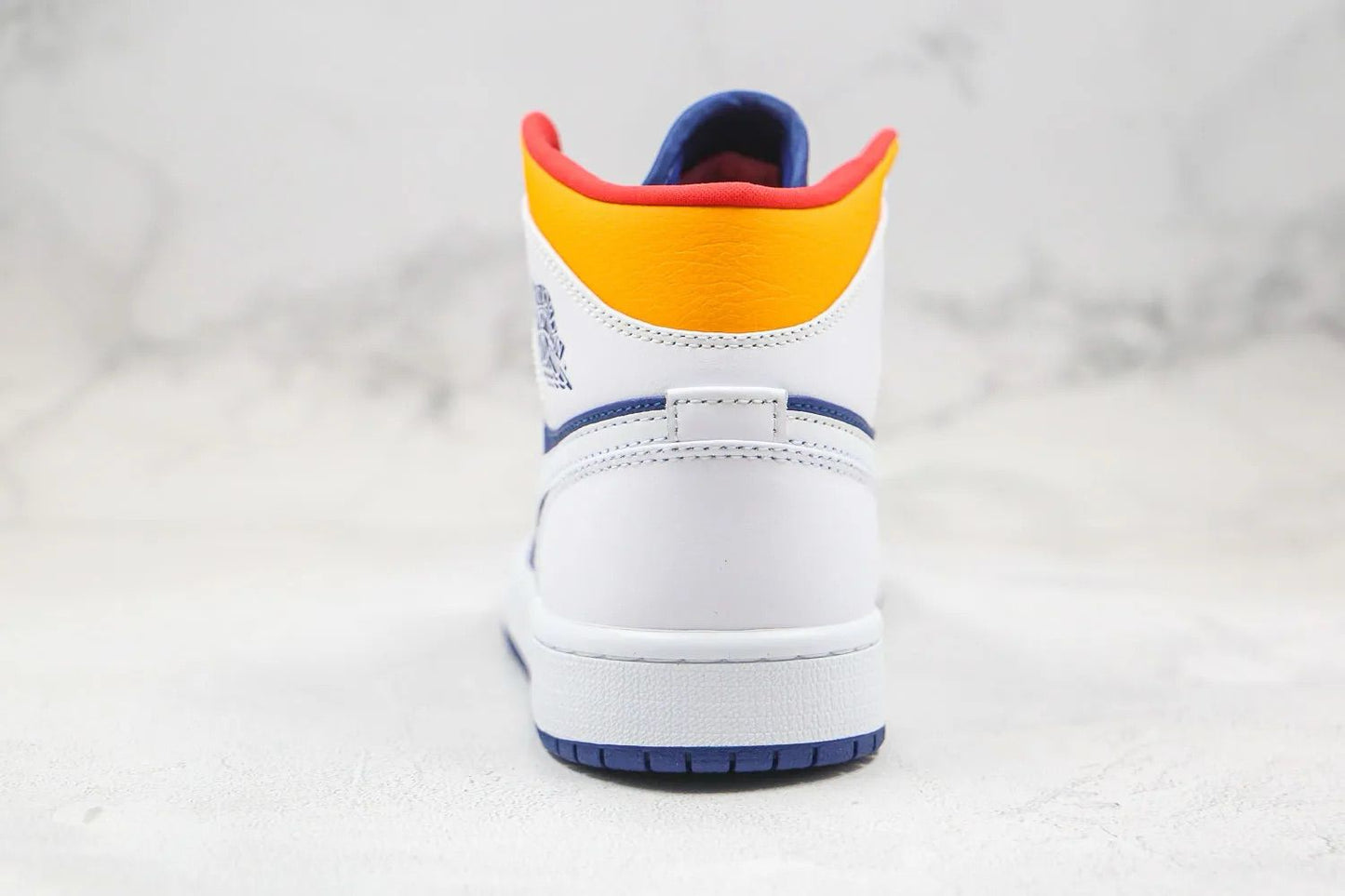 Air Jordan 1 Retro Mid Blanco Láser Naranja Deep Royal Azul