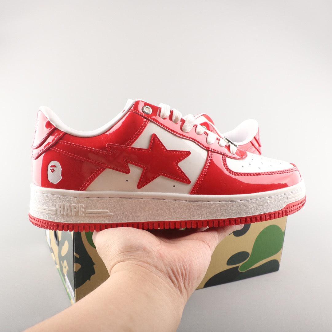 BapeSta Patent Leather White Red - Hype Franco Store