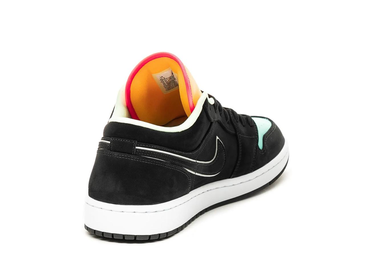 Air Jordan 1 Low Negro Aurora Verde Láser Naranja