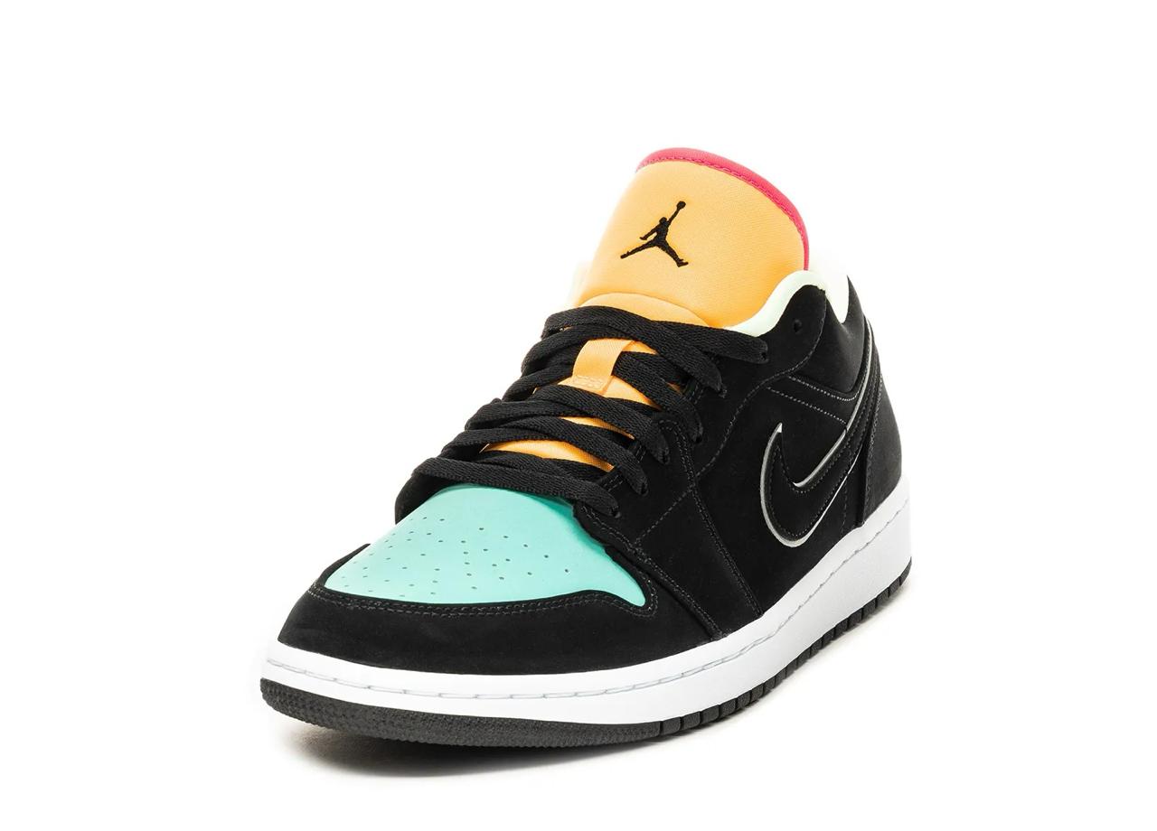 Air Jordan 1 Low Negro Aurora Verde Láser Naranja