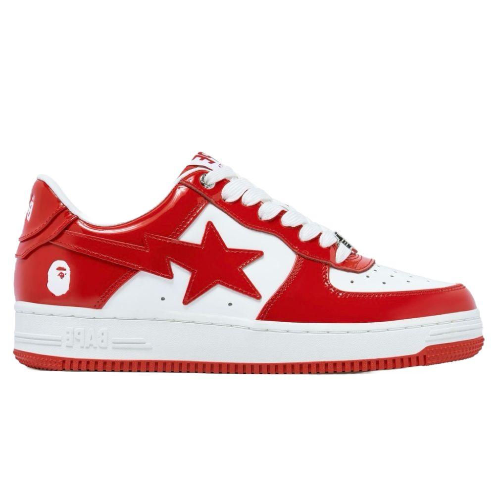 BapeSta Patent Leather White Red - Hype Franco Store