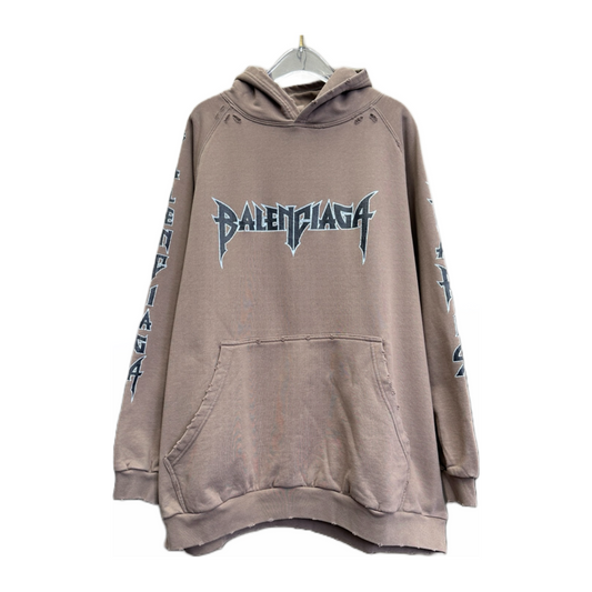 Balenciaga Brown Destroyed Hooded Sweatshirt