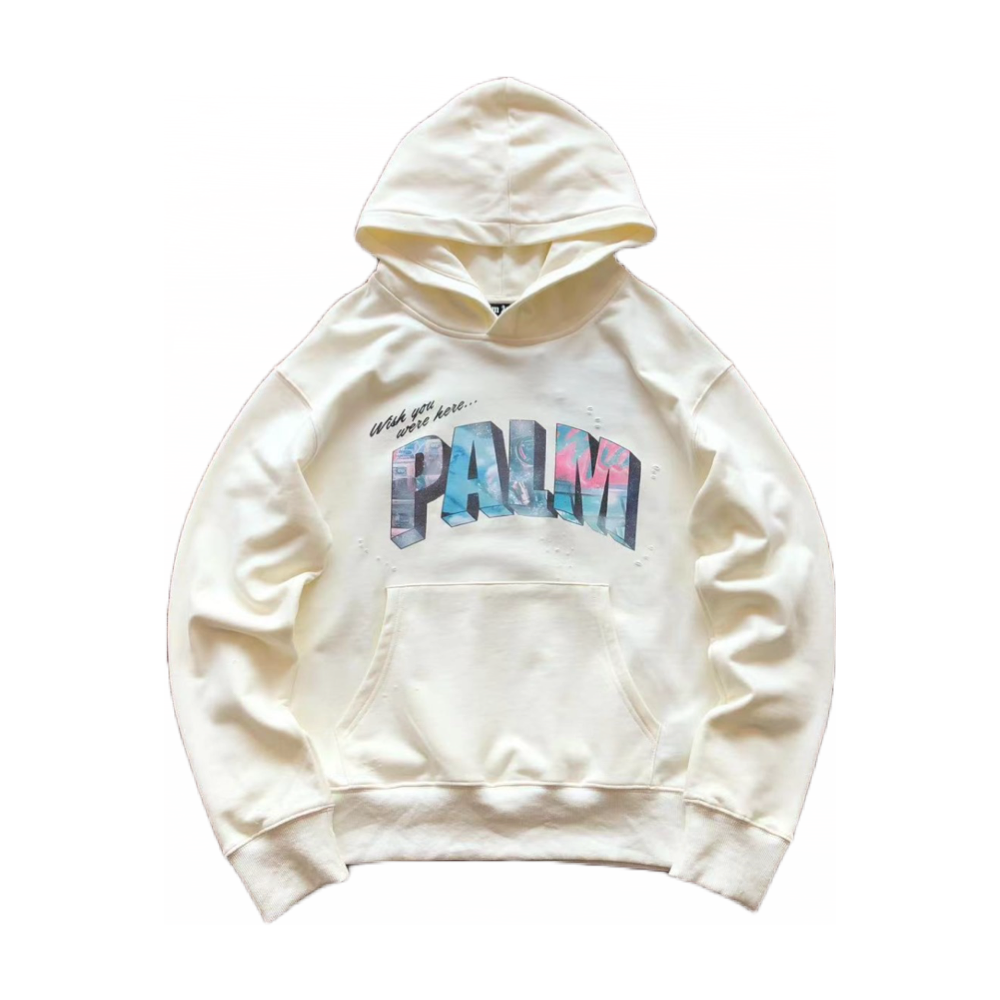 Palm Angels White Hooded Sweatshirt