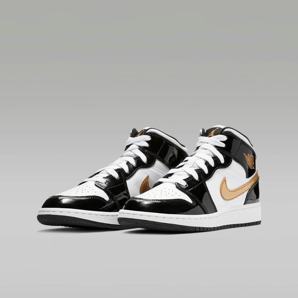 Air Jordan 1 Retro Mid Blanco Oro Negro