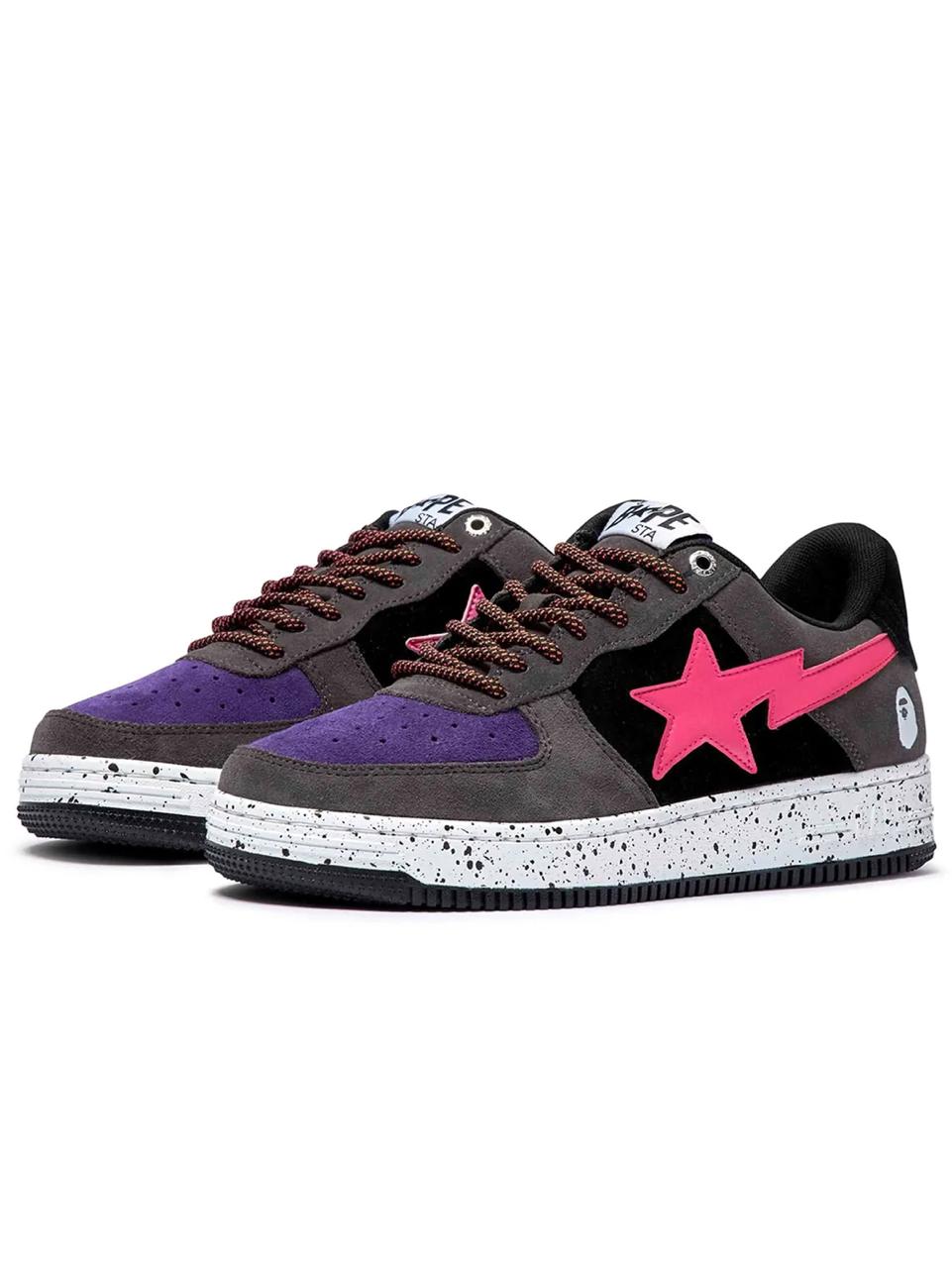 BapeSta Patent Black Grey Pink Suede - Hype Franco Store