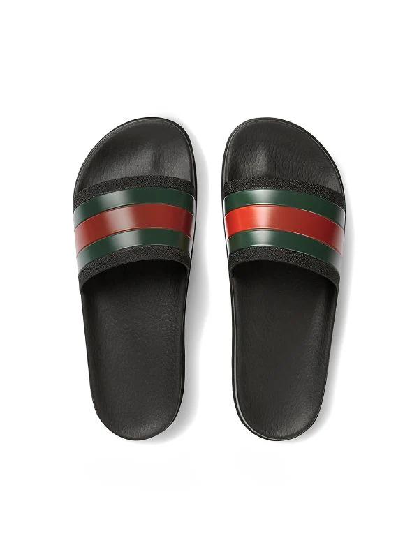 Sandalia Gucci Web Slide Negro