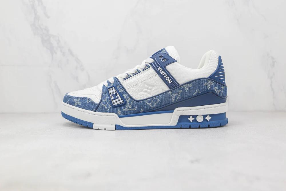 Louis Vuitton Trainer Monogram Sneaker Denim White Blue