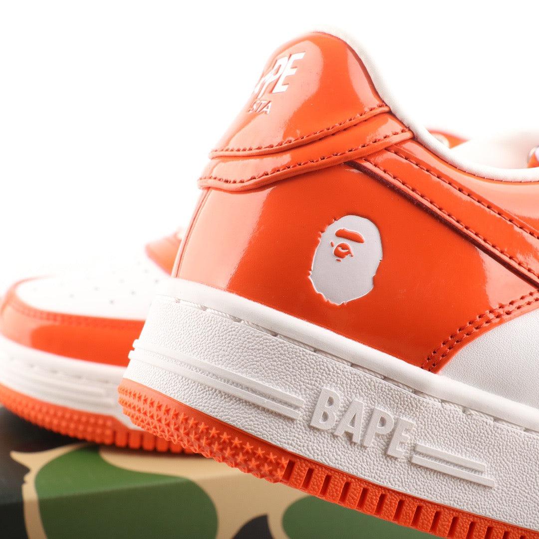 BapeSta Patent Leather White Orange - Hype Franco Store