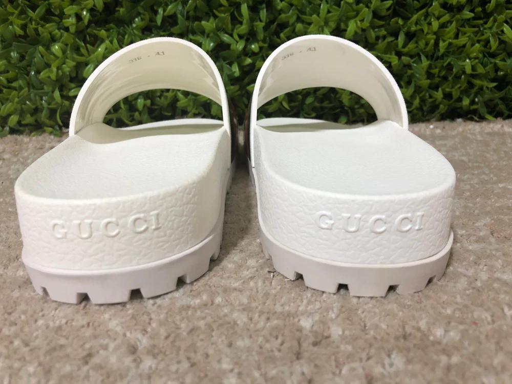 Sandalia Gucci Web Slide Blanco