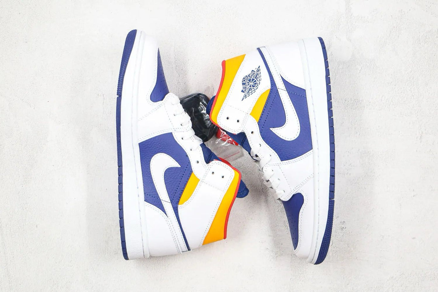 Air Jordan 1 Retro Mid Blanco Láser Naranja Deep Royal Azul