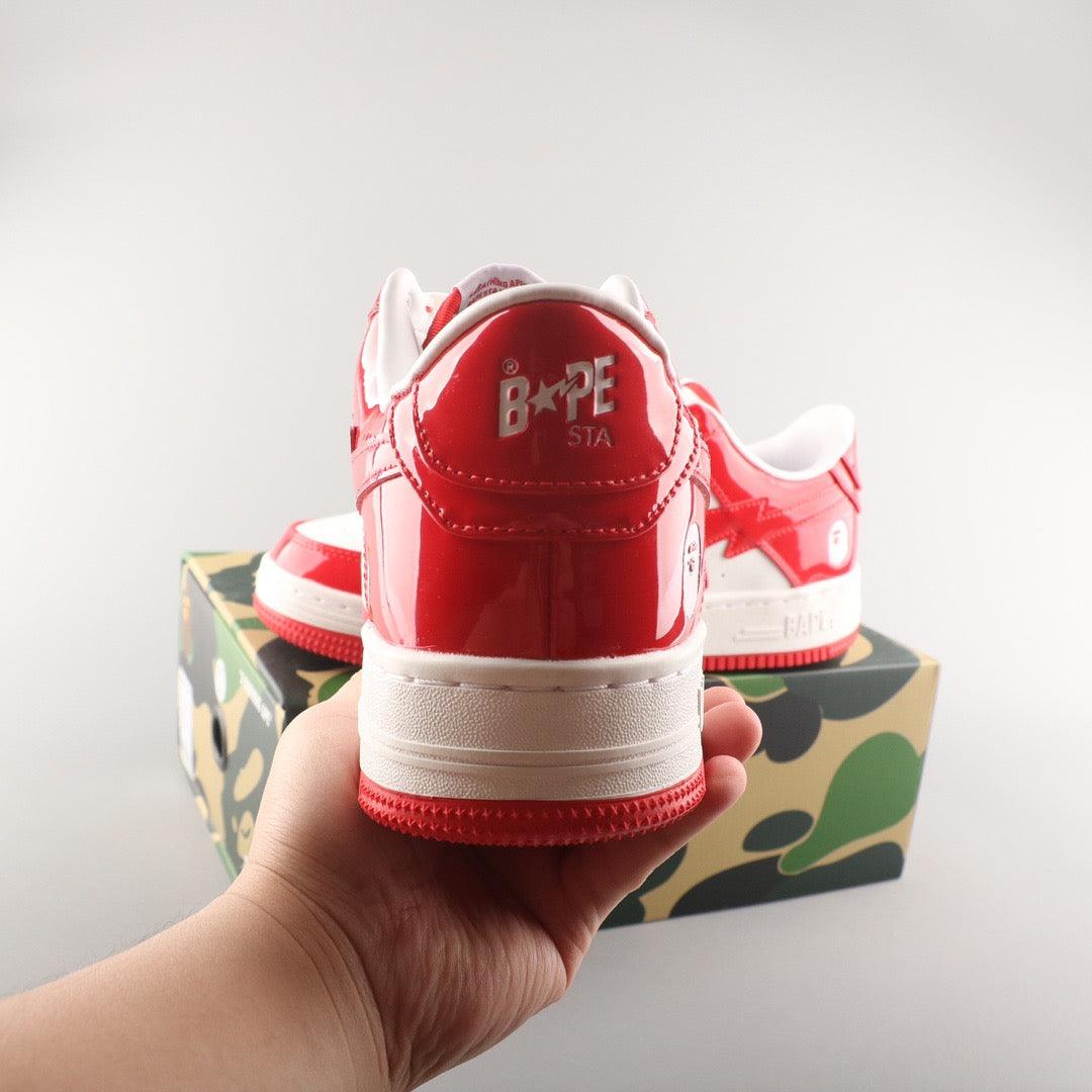 BapeSta Patent Leather White Red - Hype Franco Store