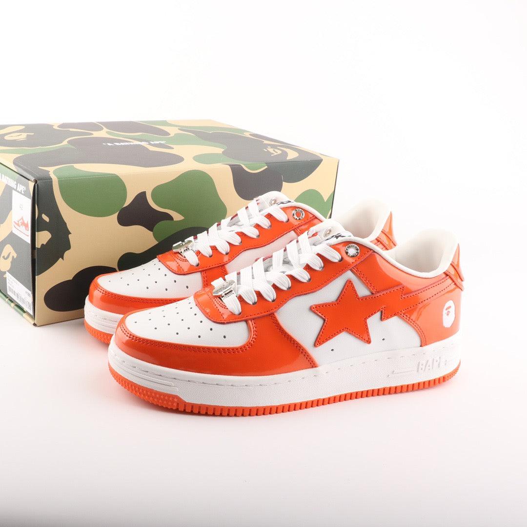 BapeSta Patent Leather White Orange - Hype Franco Store