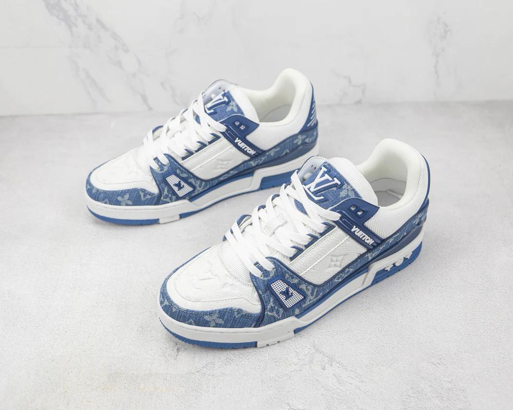 Louis Vuitton Trainer Monogram Sneaker Denim Blanco Azul